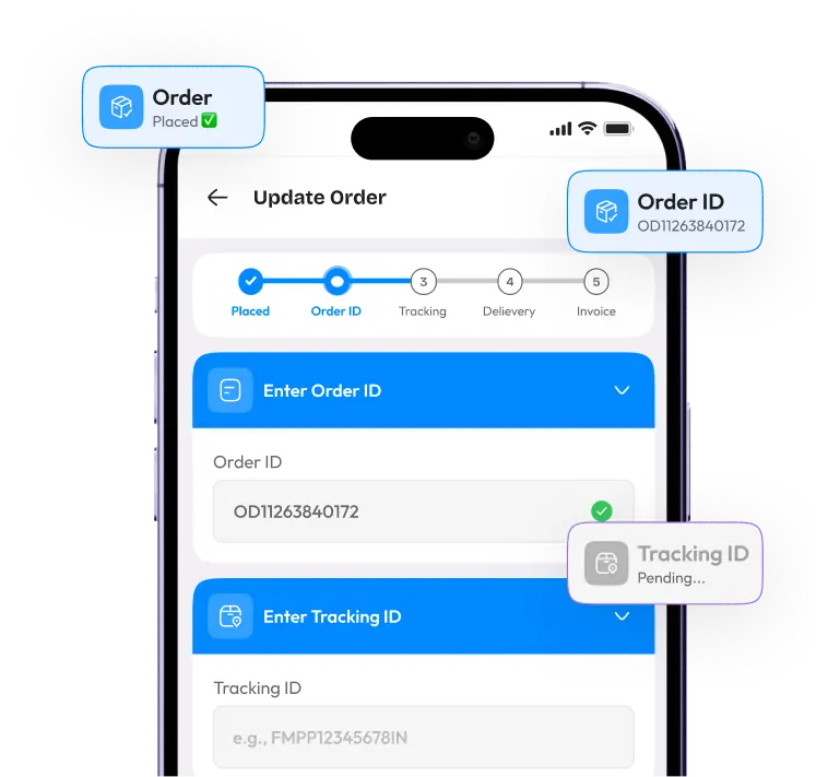 Order and tracking in the Mintzer app